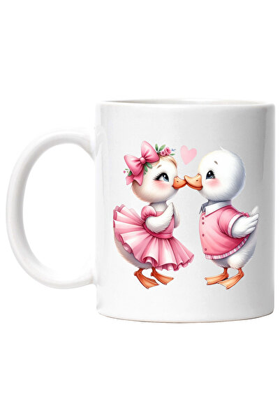 StoryGift Romania Cana cu o rata si un ratoi care se saruta | ilustratie | apropiere | relatie | p, Cu Maner Alb