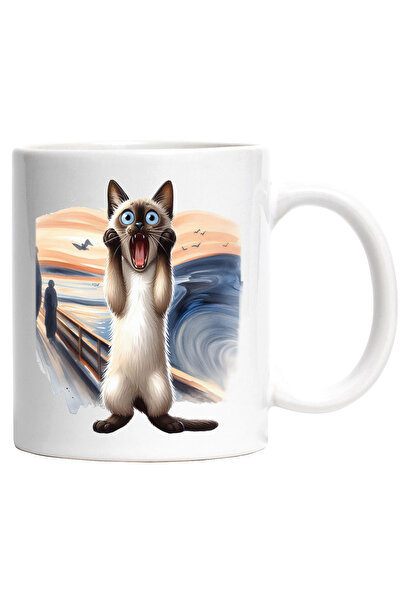 StoryGift Romania Cana cu pisica speriata/uimita, mainile ridicate, ilustrati...