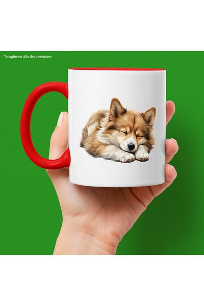 StoryGift Romania Mug with a furry dog ​​sleeping in the shower | illustration | bedtime | in the world, With ,STG
