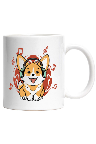 StoryGift Romania Cana Cu Corgi, Caine, Muzica, Casti, Multicolor 330 ml, Cer...