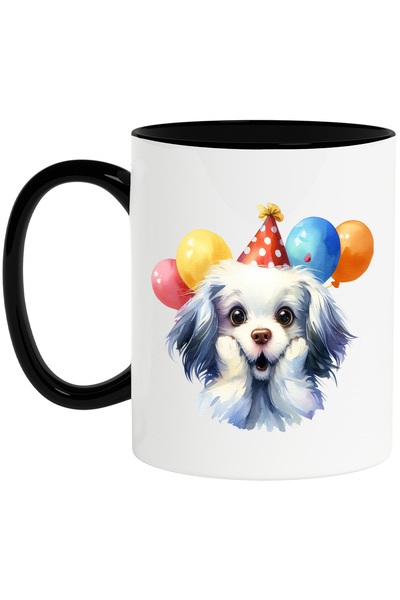 StoryGift Romania Cana cu un catel uimit, ilustratie, incantat, baloane, aniv...