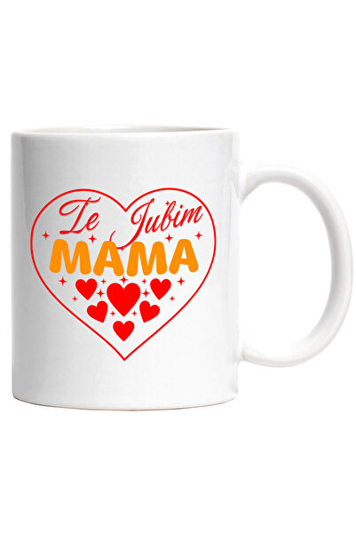 StoryGift Romania Cana cu Inima Rosie Text Te Iubim Mama Ziua Mamei Familie, ...