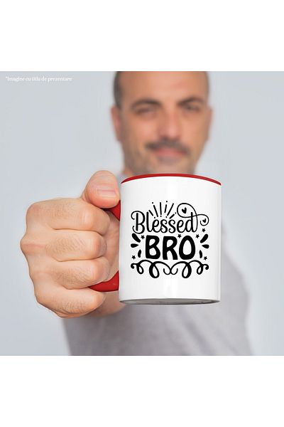 StoryGift Romania Heart shaped mug for a blessed brother - appreciation respect with Red Handle, With ,STG