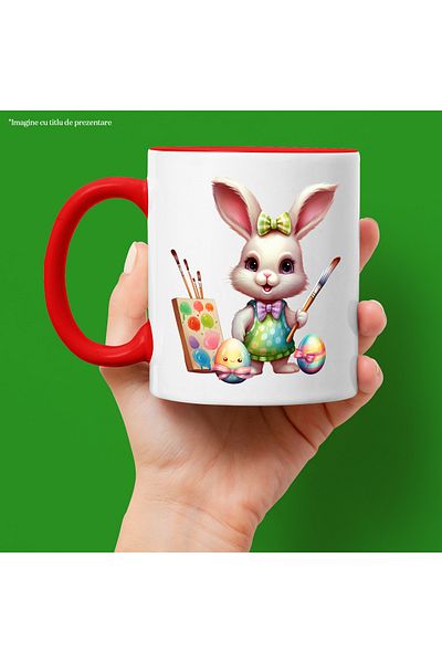 StoryGift Romania Mug with a bunny | illustration | painting | watercolors | brushes | artwork, With ,STG