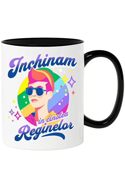 StoryGift Romania Cana inchinam in cinstea reginelor femei puternice pride LGBTQ, 330ml, Ceramica , Cu Maner Negru