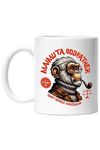 StoryGift Romania Cana cu Portret Maimuta Cu Trabuc Si Ochelari De Vedere Fas...