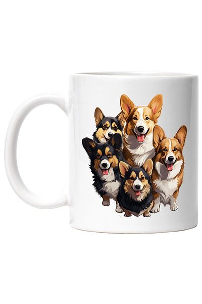 StoryGift Romania Mug with many Corgi puppies, playful, happy, illustration, for lovers, With ,STG