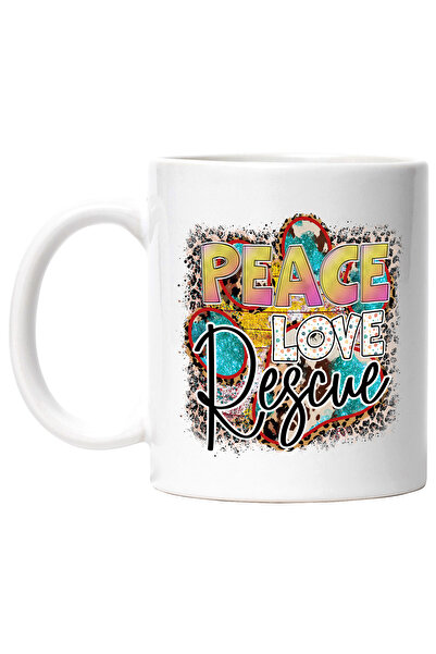 StoryGift Romania Cana cu mesajul "Peace, Love, Rescue", caine, animal de com...