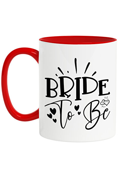 StoryGift Romania Cana cu inimioare si textul in engleza "Bride to be" - mireasa sa fie casatorie , Cu Maner Rosu