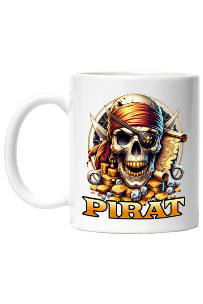 StoryGift Romania Cana cu Craniu uman Mort Pirat Cu Dinti De Aur Si Bandana, ...