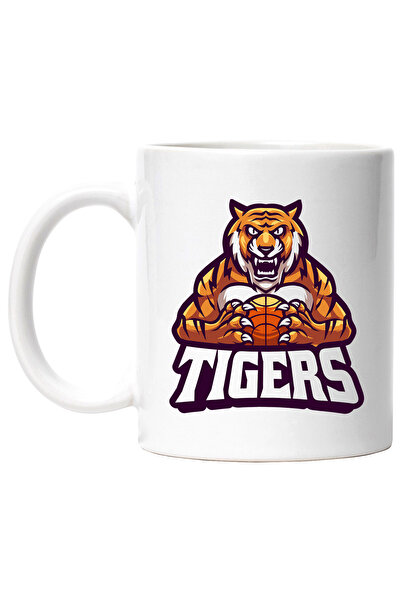 StoryGift Romania Cana Cu Mesaj Tigers, Basketball, Minge, Tigru, Sport, Multicolor 330 ml, Cerami, Cu Maner Alb