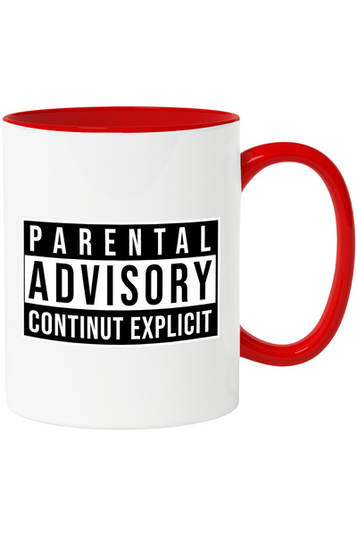 StoryGift Romania Cana cu Text In Limba Engleza Logo Simbol Acord Parental Televizor Minori Filme,, Cu Maner Rosu