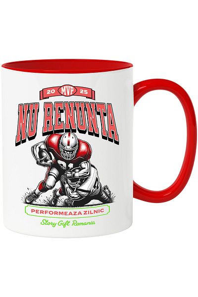 StoryGift Romania Aggressive American Football Match Mug Kids Sports Don't Give Up Perform Daily, , With Red Handle