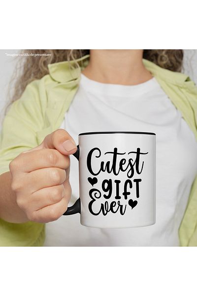 StoryGift Romania Mug with hearts and the text in English "Cutest gift ever" - the cutest gift, With ,STG