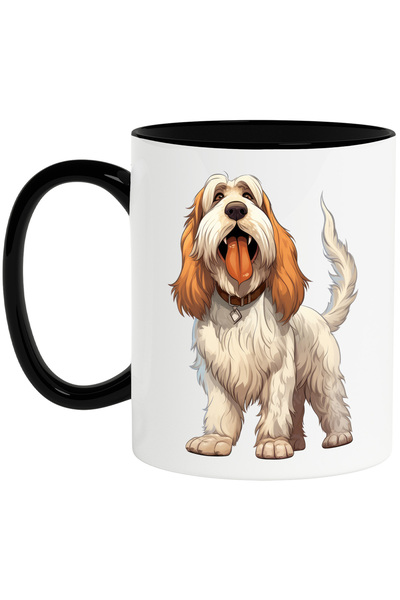 StoryGift Romania Cana cu un catel blanos care scoate limba | zgarda | ilustratie | pentru iubitor, Cu Maner Negru