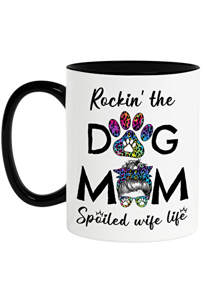 StoryGift Romania Cana cu mesajul "Rockin' the Dog Mom, Spoiled Wife Life", c...
