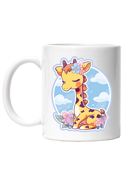 StoryGift Romania Cana Cu Girafa, Flori, Frunze, Nori, Multicolor 330 ml, Cer...