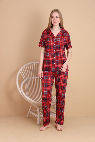 Mira Homewear Buttoned Short Sleeve Patterned Women's Pajama Set Mr003