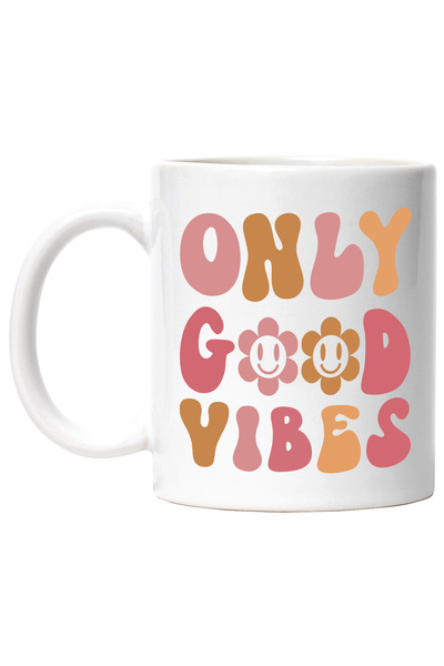 StoryGift Romania Cana cu floricele si mesajul in engleza "Only good vibes" c...
