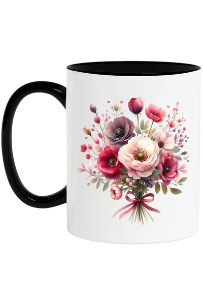 StoryGift Romania Cana cu un buchet cu flori de diverse culori, ilustratie, r...