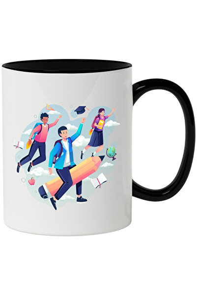 StoryGift Romania Cana Cu Elevi, Creion, Carte, Echer, Multicolor 330 ml, Cer...