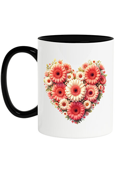 StoryGift Romania Cana cu mai multe flori care formeaza o inima, cadou, rosii...