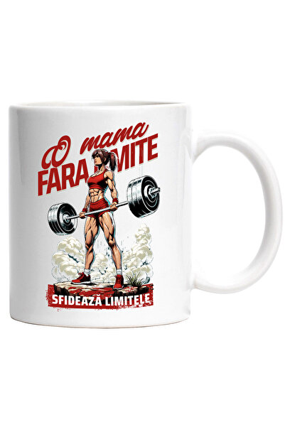 StoryGift Romania Cana Mama fara limite ridicand greutate gym, 330ml, Ceramic...