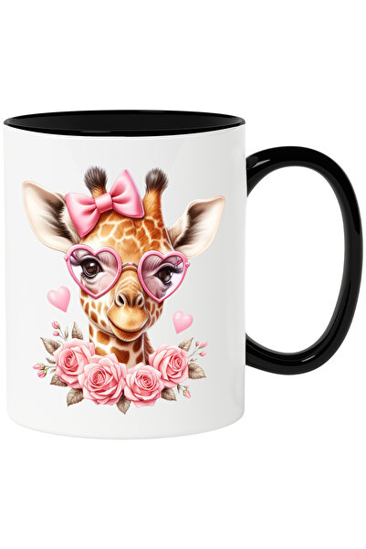 StoryGift Romania Cana cu o girafa timida | trandafiri | inimioare | funda | ...