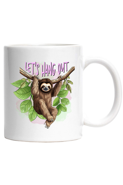 StoryGift Romania Cana cu animalul sloth/lenes tinandu-se de o creanga cu mes...