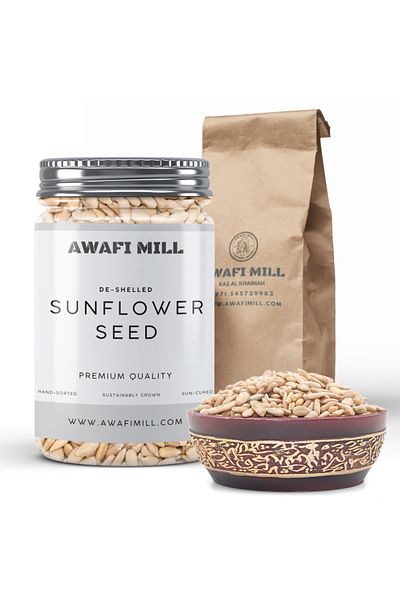 AWAFI MILL De-Shelled Sunflower Seeds | Hulled Sunflower Kernels - Bottle of 100 gram / 3.5 Oz