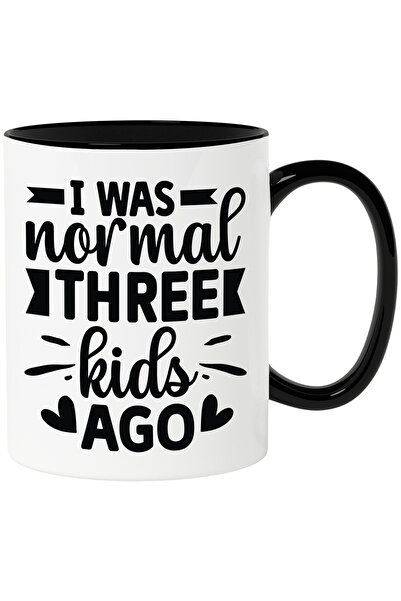 StoryGift Romania Cana cu inimioare si mesajul amuzant "Am fost normal acum 3 copii" cu Maner Negr, Cu Maner Negru