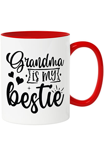 StoryGift Romania Cana cu inimioare si textul "Grandma is my bestie" - bunica...