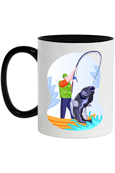 StoryGift Romania Cana Cu Peste, Pescuit, Lanseta, Barca, Multicolor 330 ml, ...