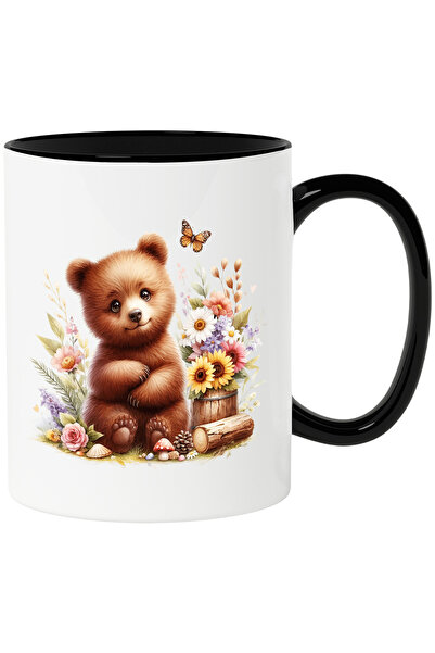 StoryGift Romania Cana cu un pui de urs brun | ilustratie | natura | flori de...