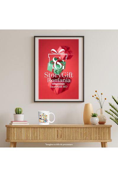 StoryGift Romania Cana Cu Carti, Tabla, Matematica, Creion, Minge, Basket, Tenis, Ursulet, Multico, Cu Maner Alb