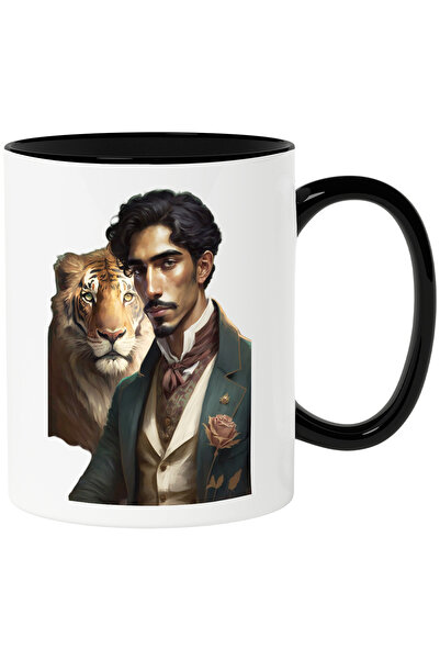 StoryGift Romania Cana cu Portret Barbat si Tigur, Barbat Indian, Barbat la C...