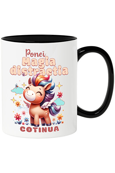 StoryGift Romania Cana ponei vesel magia si distractia continua, 330ml, Ceram...