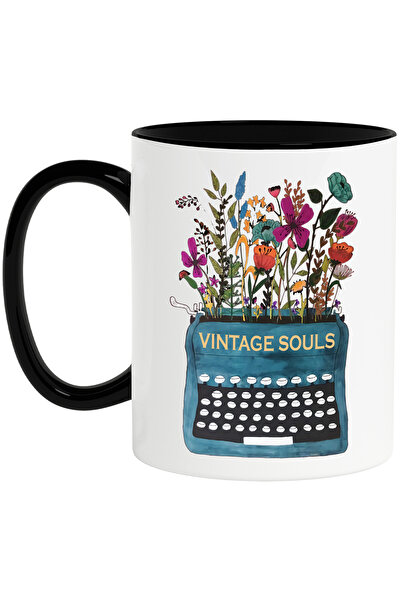 StoryGift Romania Cana cu mesajul "Vintage souls", ilustratie, stil retro, ve...