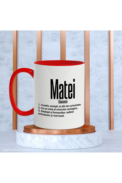 StoryGift Romania Mug With The Name Matei, With Motivational Message, Creative, Energetic, Curious, Smart, , With ,STG.