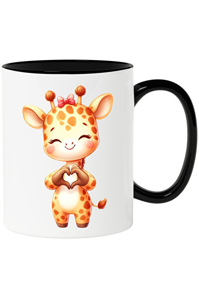 StoryGift Romania Cana cu o girafa care face un semn in forma de inima cu mai...