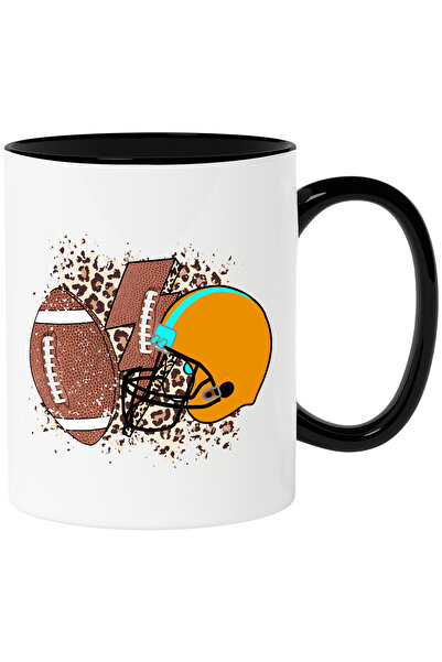 StoryGift Romania Cana cu minge de fotbal american, fulger, casca, ilustratie...