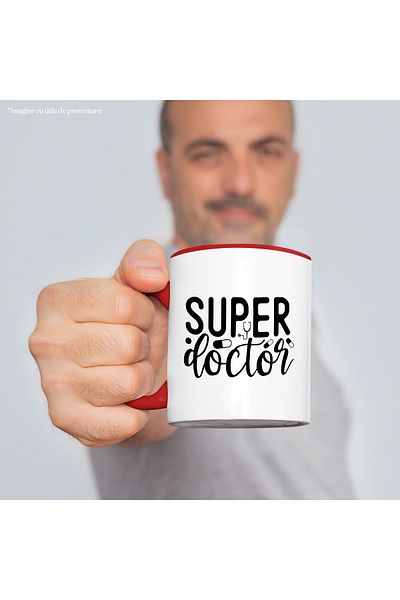 StoryGift Romania Mug for a beloved and appreciated doctor with the text in English "Super doctor", by STG