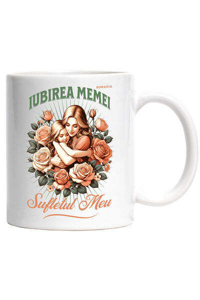 StoryGift Romania Cana cu Mama Si Fata Flori Trandafiri Roz Text Iubirea Mame...
