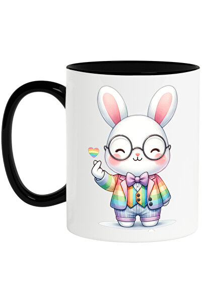 StoryGift Romania Cana cu un iepuras vesel | ilustratie | ochelari | funda | ...