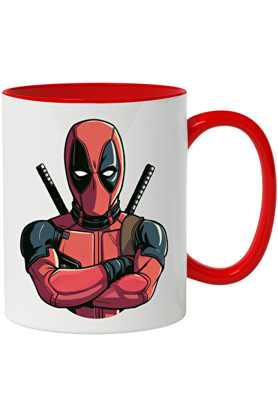 StoryGift Romania Cana Cu Supereroi, Deadpool, Marvel, Costum, Masca, Benzi Desenate, Multicolor 3, Cu Maner Rosu