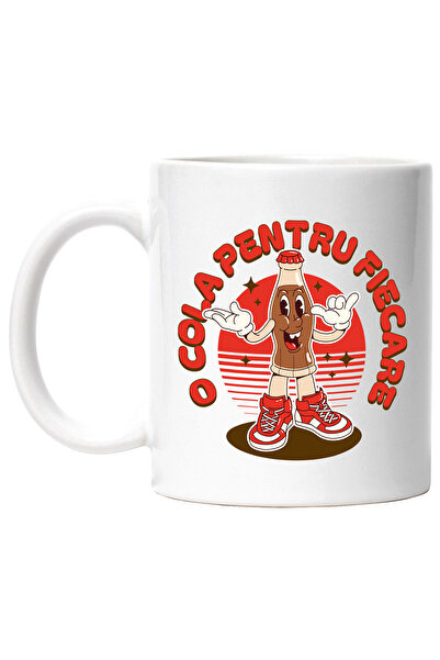 StoryGift Romania Cana cu Sticla De Suc Vesela Cu adidasi Rosii Text O Cola Pentru Fiecare, Cerami, Cu Maner Negru