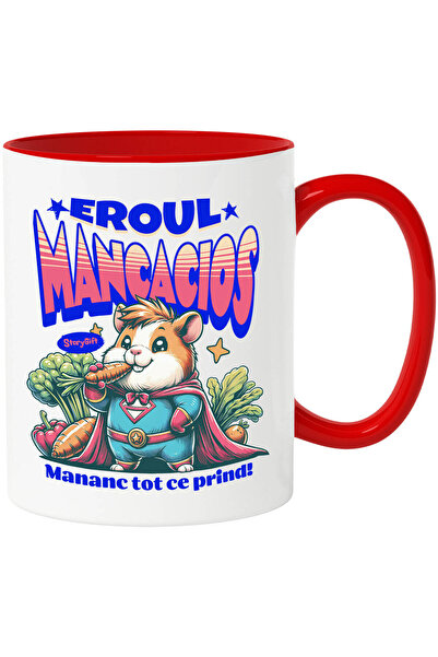 StoryGift Romania Cana cu Hamster Pufos In Gradina Cu Leguma Morcov Text Eroul Mancacios, Mananc T, Cu Maner Rosu