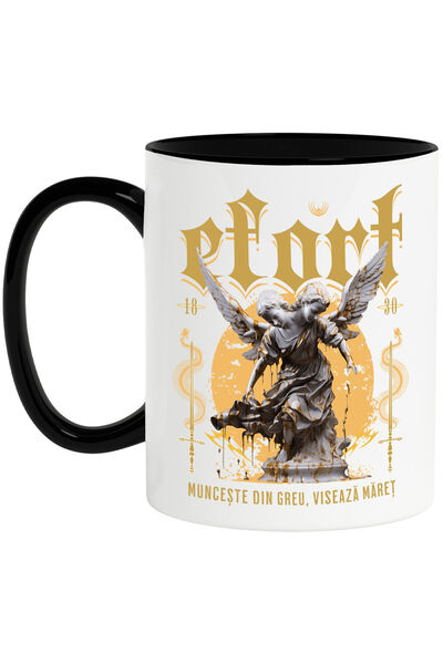 StoryGift Romania Cana cu Statuie Cu Doua Capete Cu Aripi Text Munceste Din G...