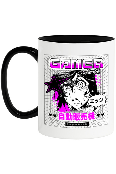 StoryGift Romania Cana fata stil anime jocuri video Gamer scolarita, 330ml, C...