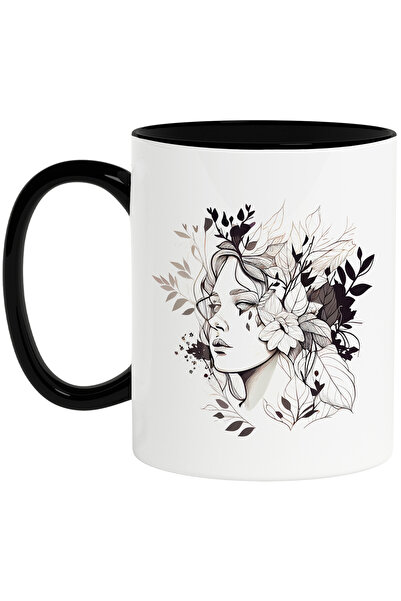 StoryGift Romania Cana cu o fata de femeie | ilustratie | serioasa | arta abs...